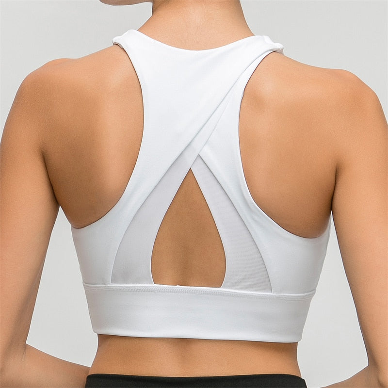 Women Sports Bra Crop Tops New Super Soft Fabric Wider Straps Gym Top Solid  Color Sexy Sport Wear Outdoor Active Bras Jd4