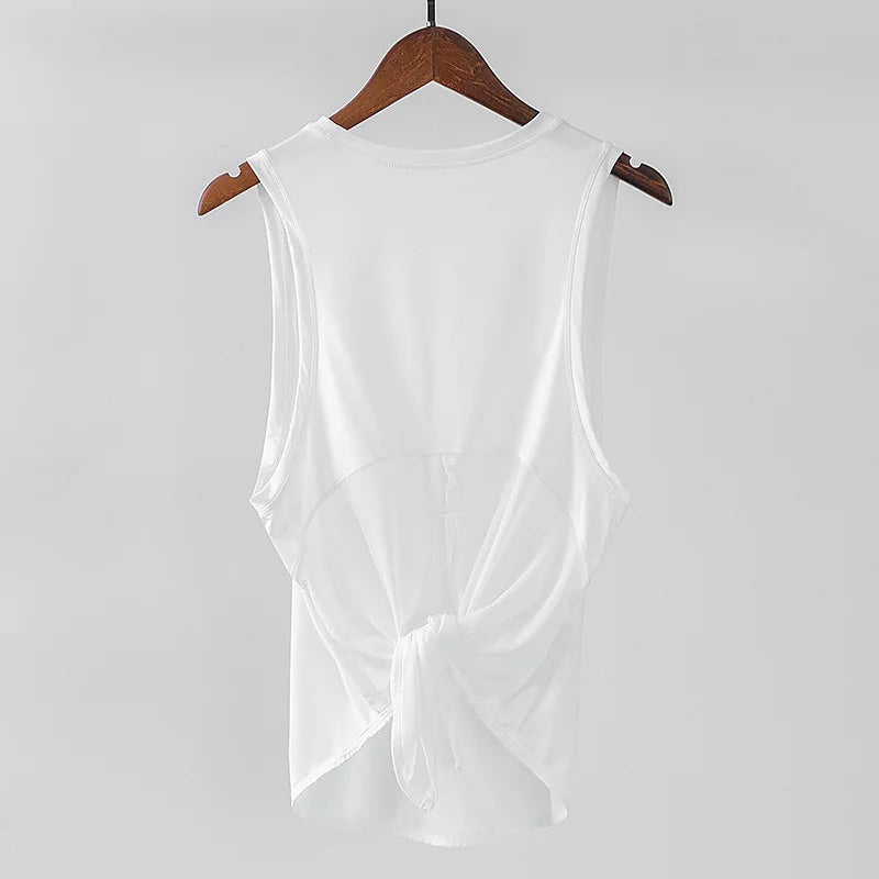 Sleeveless Mesh / Tie Back Shirt