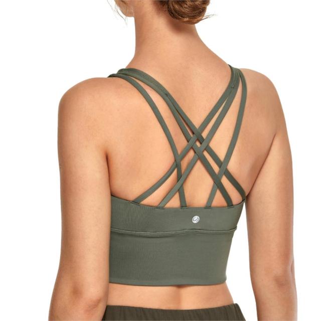 Strappy Yoga Bra Top (Medium Support) (Solid Colors)