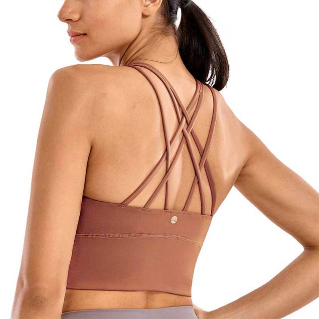 Strappy Yoga Bra Top (Medium Support) (Solid Colors)