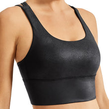 Load image into Gallery viewer, Strappy Yoga Bra Top (Medium Support) Coated Faux Leather
